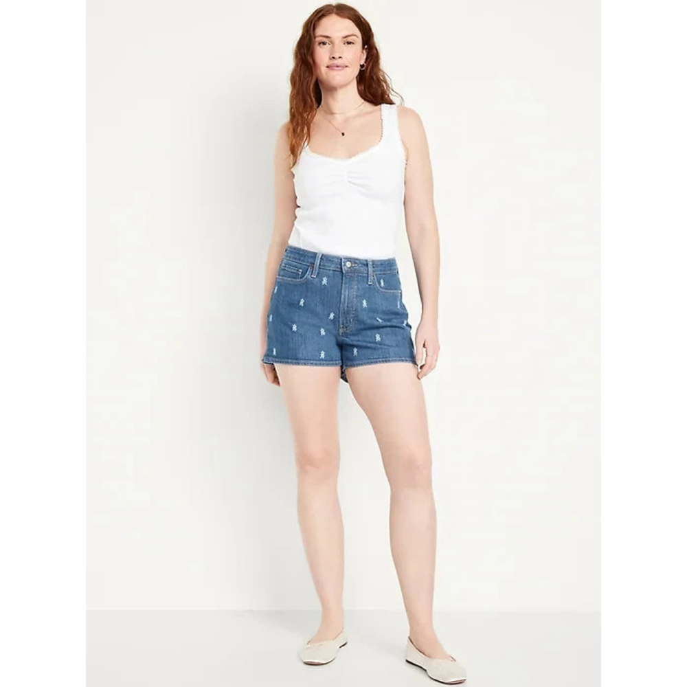 Old Navy High-Waisted OG Jean Shorts 3-inch inseam in Blue Floral Print Size 18 - Picture 8 of 8